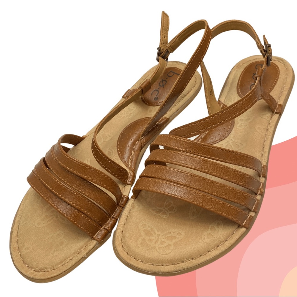 BOC Strappy Sandals - Size 8 - Brown Faux Leather